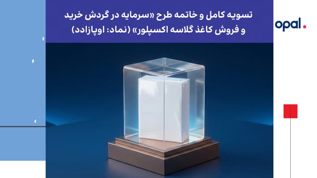 تسویه کامل و خاتمه طرح «سرمایه در گردش خرید و فروش کاغذ گلاسه اکسپلور» (نماد: اوپازادد)